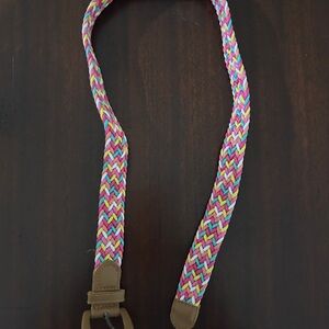 Colorful Woven Belt with Leather Accents